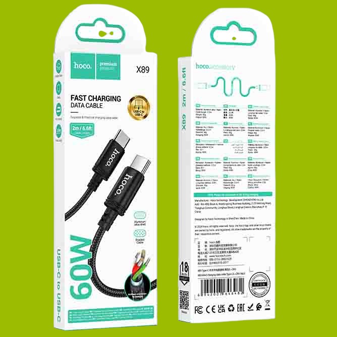 Data Cable Type C To Type C Breaded PD-60W (L=2M) X89