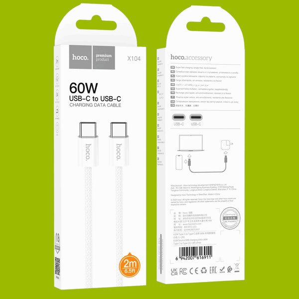 Data Cable Type C To Type C Breaded  PD-60W (L=2M) X104