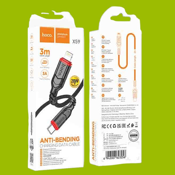 Data Cable Type C To Lighting Anti Bending Breaded PD-30W (L=3M) X59