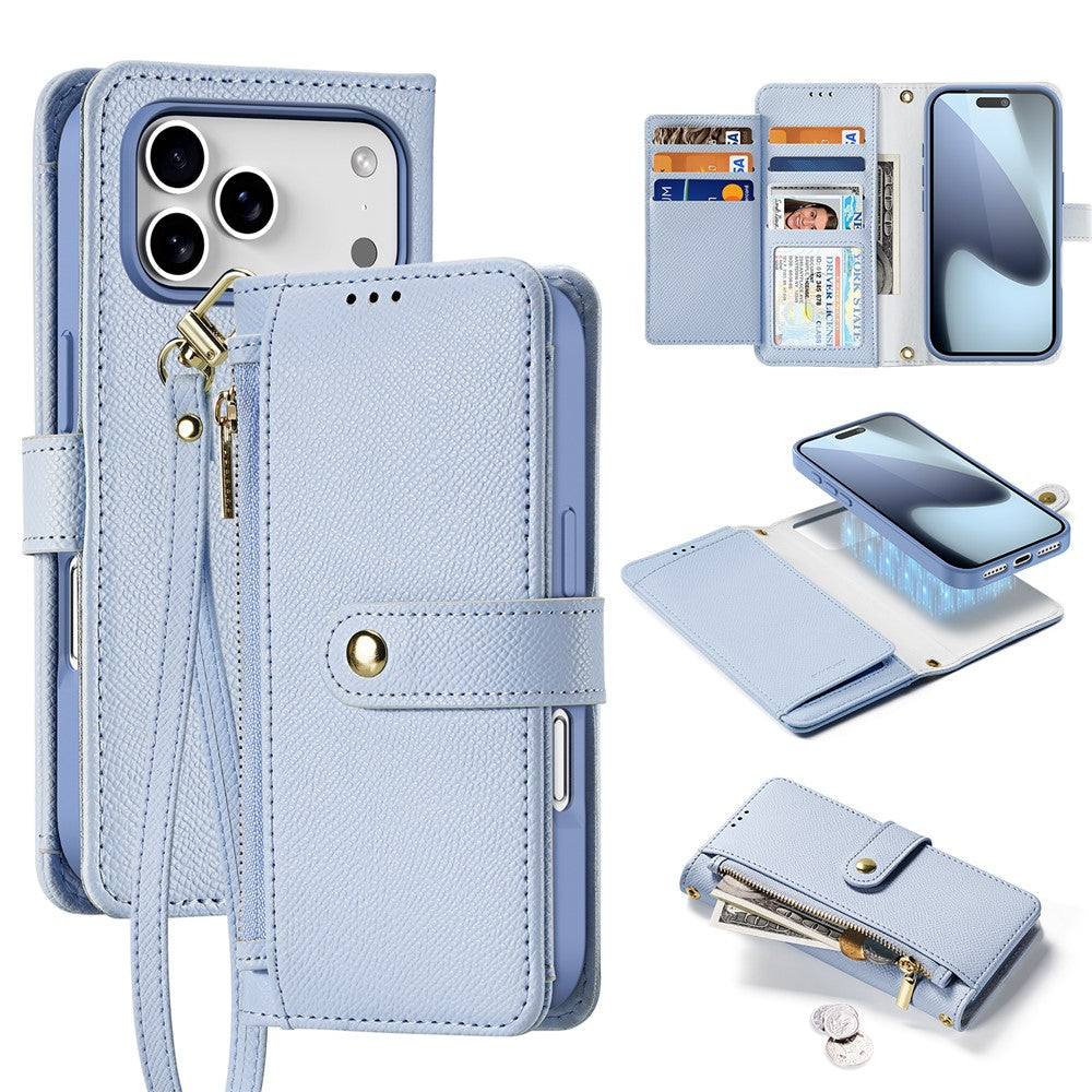 iPhone 17 Pro Lawa Detachable Magnetic Leather Zipper Wallet