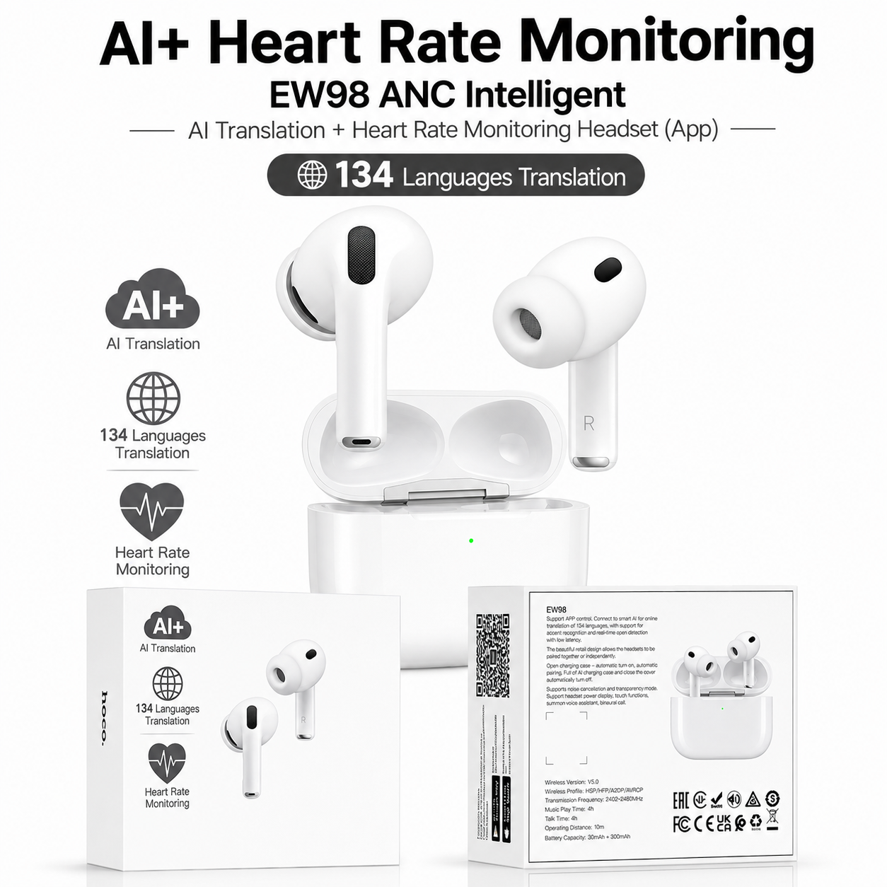 Airbuds Wireless  Hoco EW98 White
