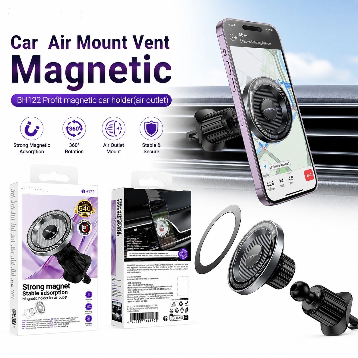 Car Mount Air Vent Magnetic Phone Holder BH122