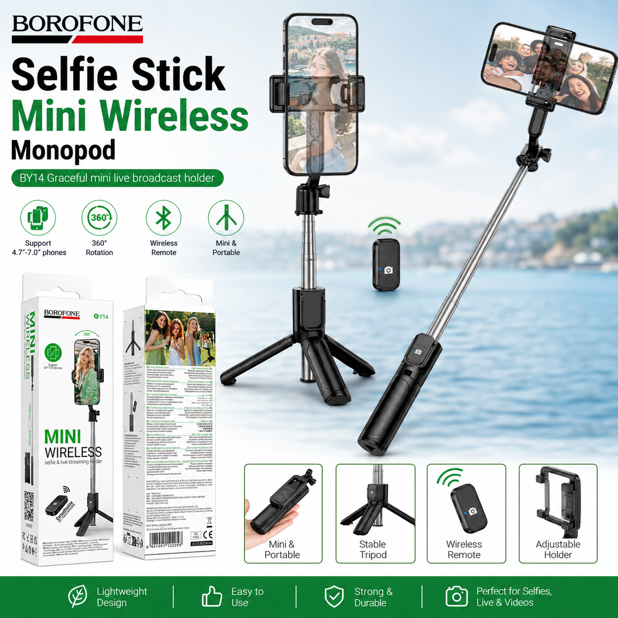 Selfie Stick Mini Wireless Monopod