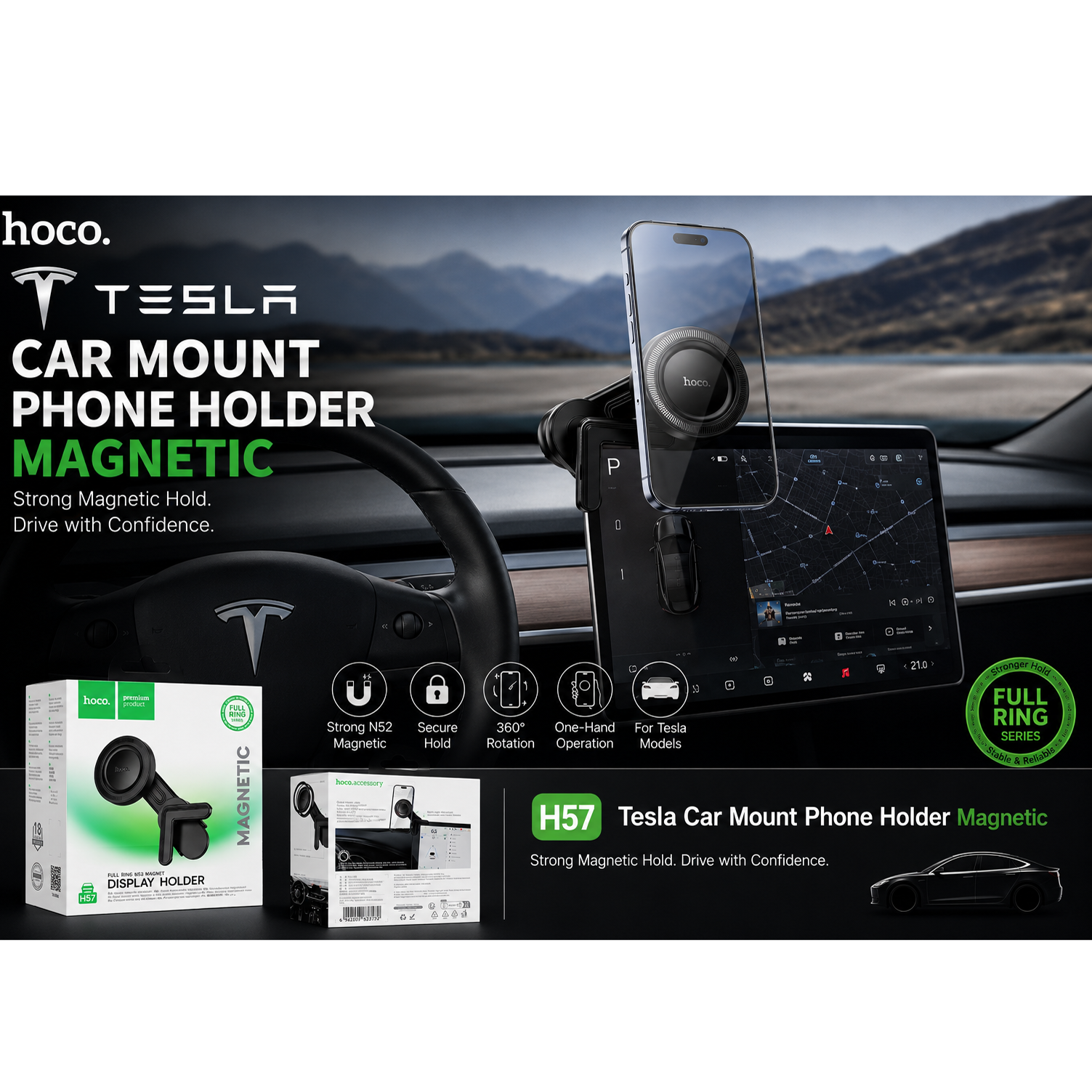 Tesla Car Mount Magnetic Phone Holder H157
