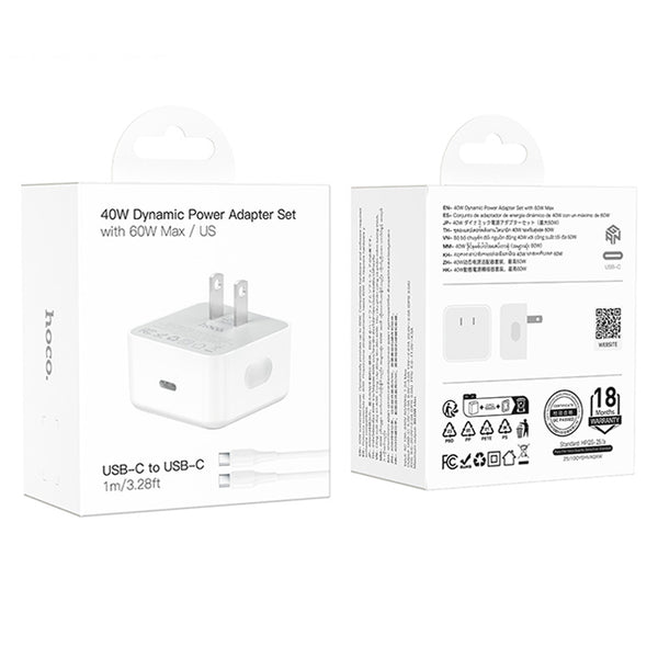 Wall Charger 60 WATT PD60W Type C+Type C data Cable Retail Pack C161