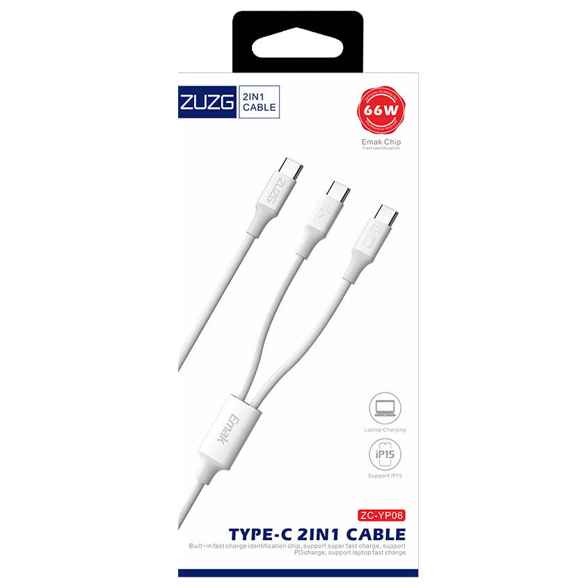 Type C to 2 In One Type C Data Cable PDA ZUZG YP06 1.2Meter