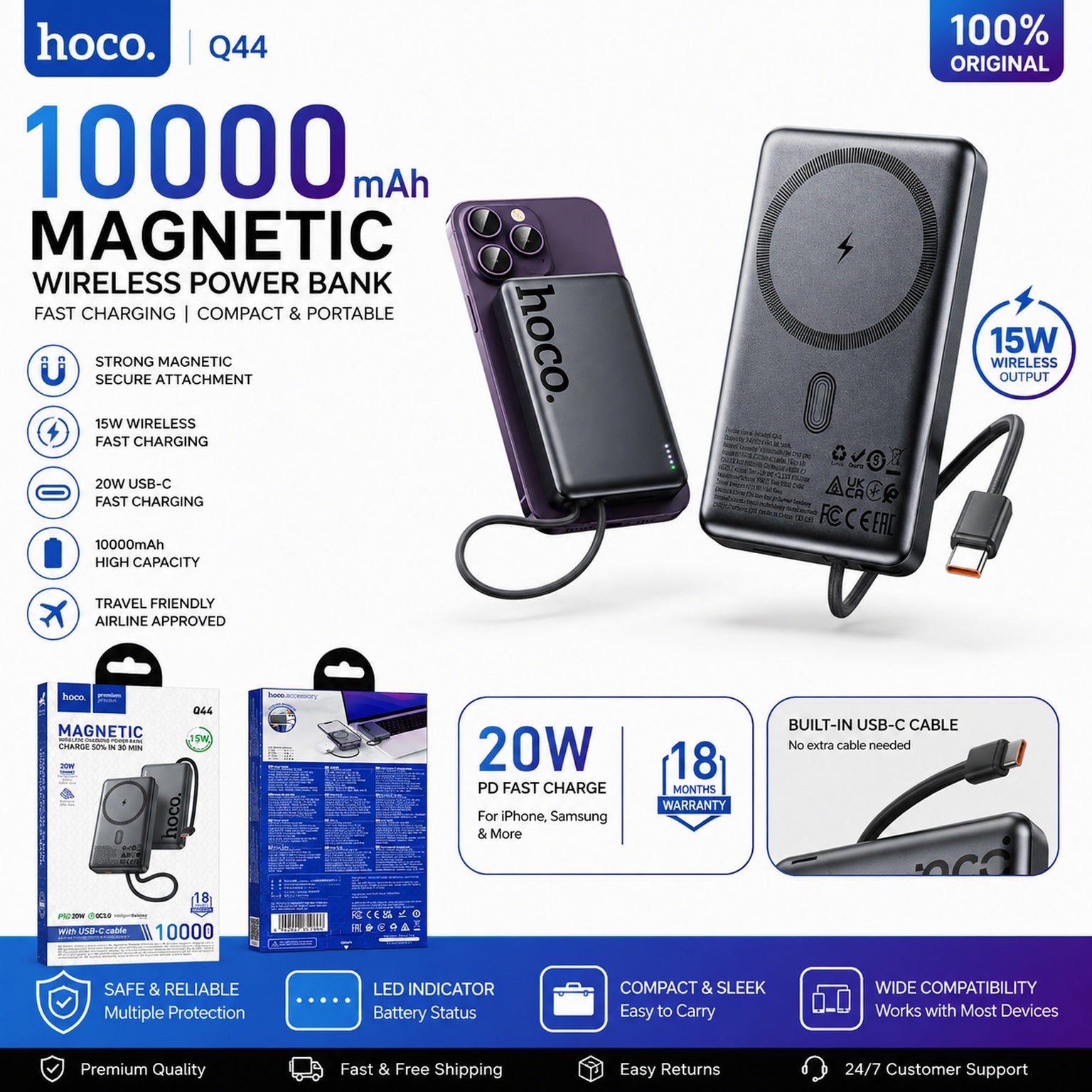 Power Bank Magnetic 10000 mAh PD20W Q44