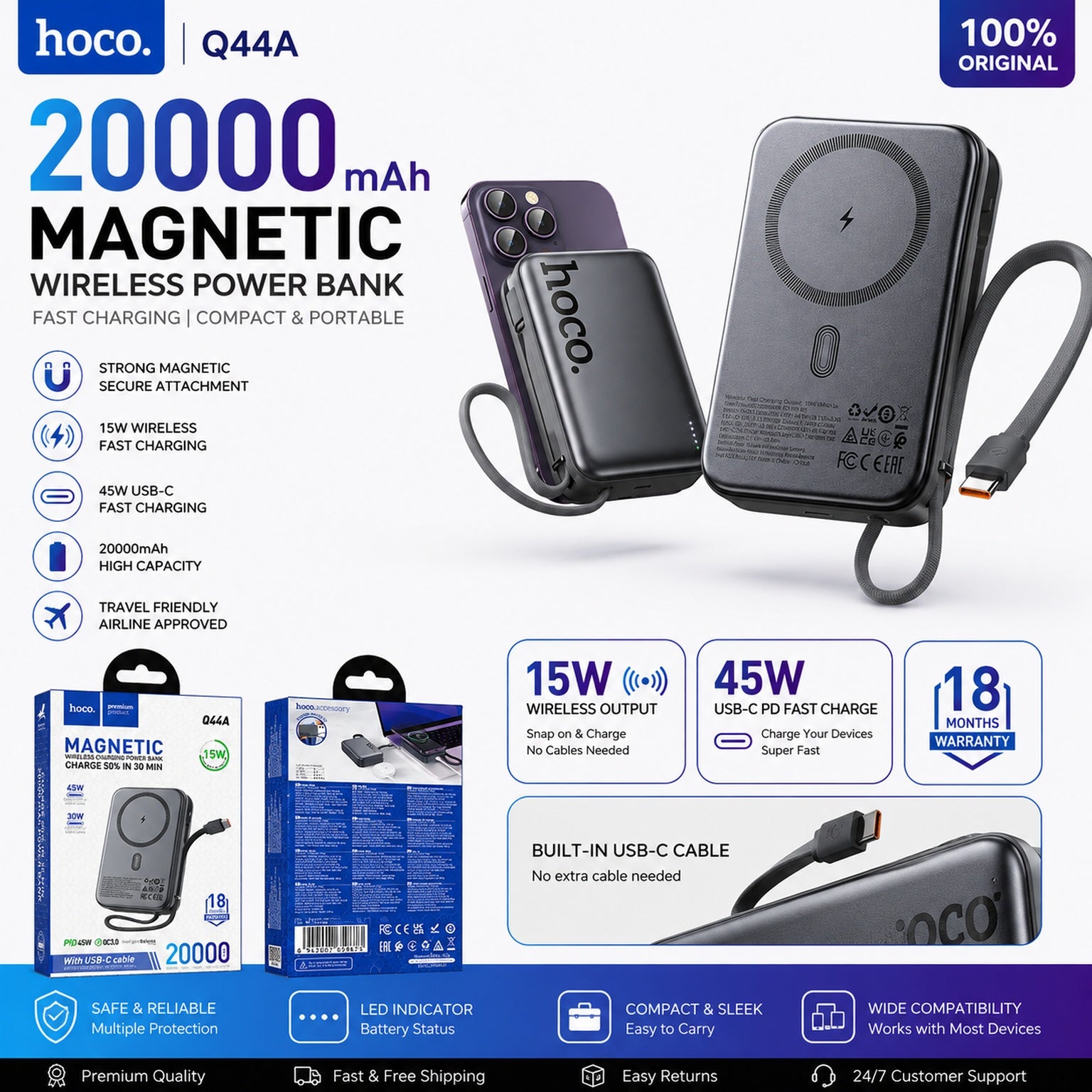 Power Bank Magnetic 20000 mAh PD45W Q44A
