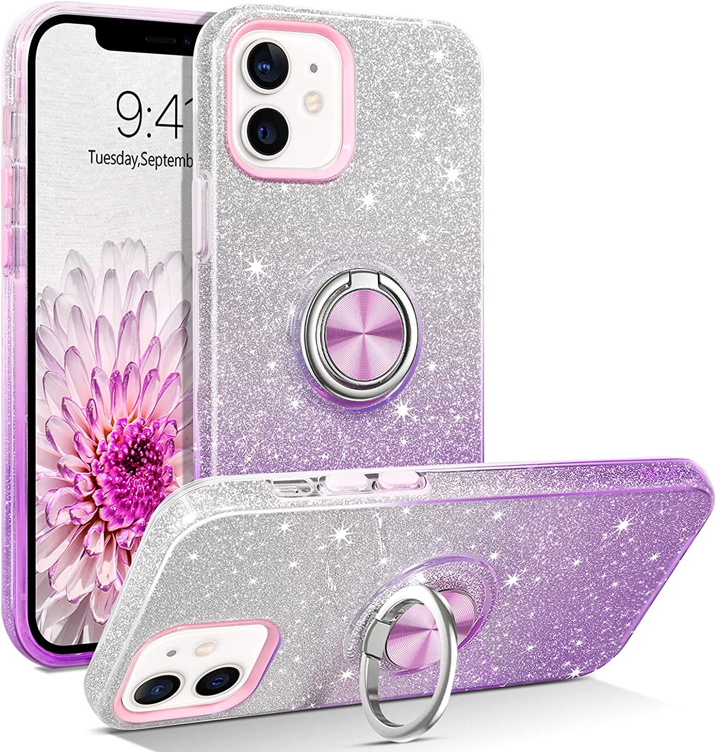 iPhone 14 Plus Glitter Sparkly Case with Ring Holder – MobileWrap