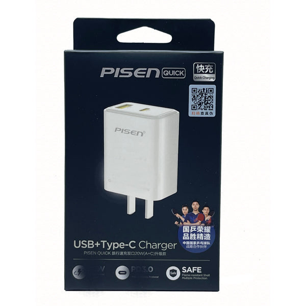 Pisen Type C + USB Charger 30 WATT